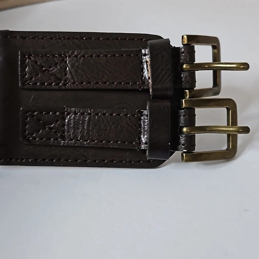 Double Buckle Wide Belt Sz M Brown NWT